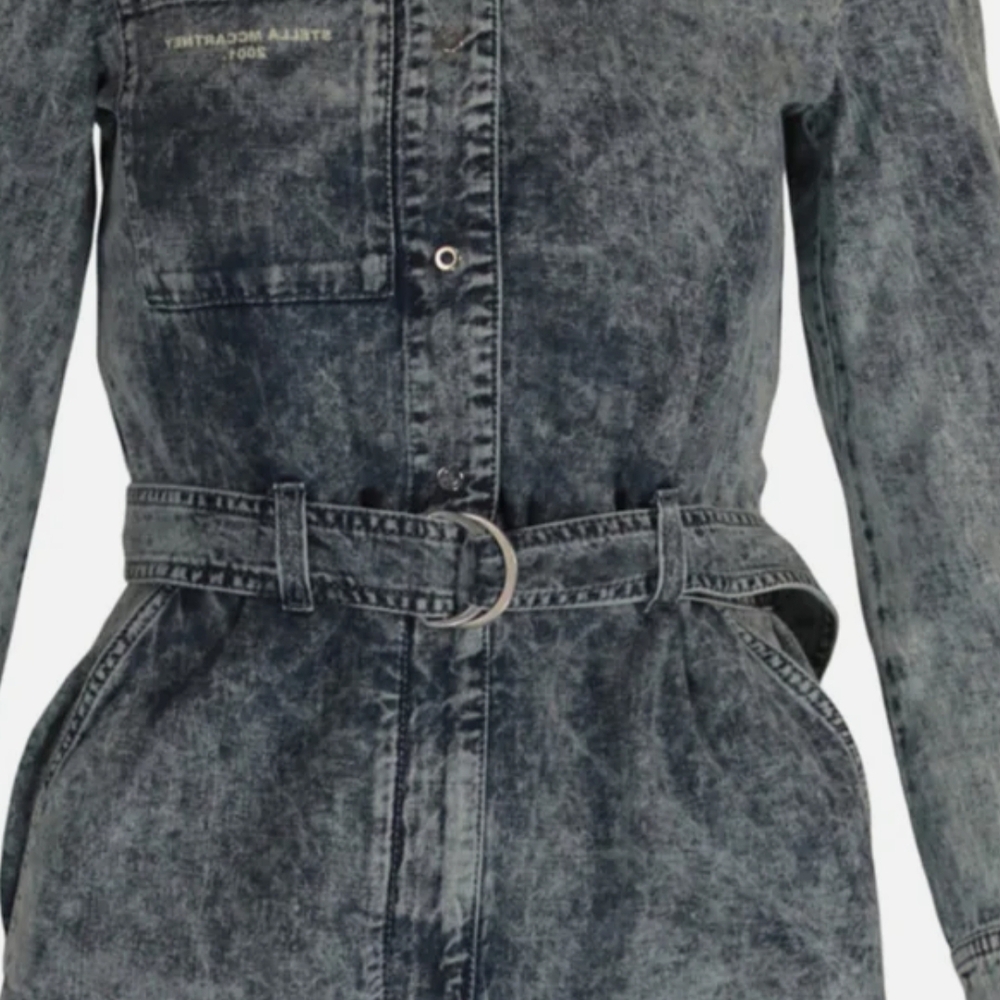 Stella McCartney Quiet Luxury Dark Blue Denim Short Overalls Retails $1,150.00